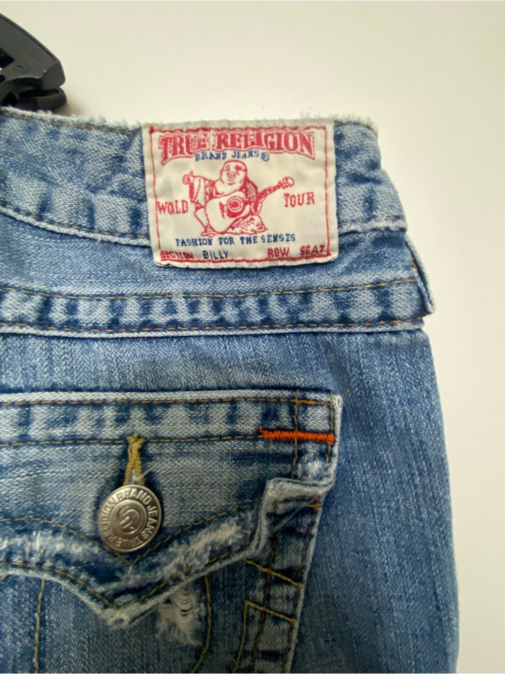 True Religion Distressed Light Blue Flare Jeans - Picture 4 of 4